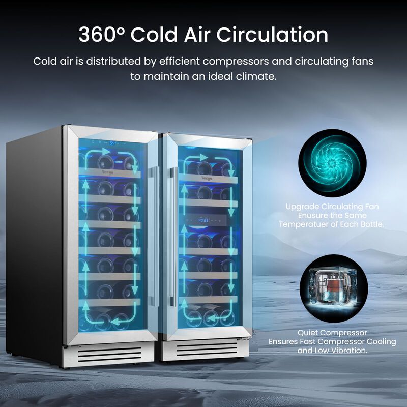 30 inch Wine Refrigerator cooler, Two 15'' Dual Zone Wine Cooler Fridge, Hold 61 Standard 750ml Wine Bottles Built-in image number 4