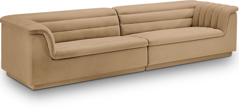 Meridian Furniture Cascade Camel Velvet Fabric Modular Sofa image number 0