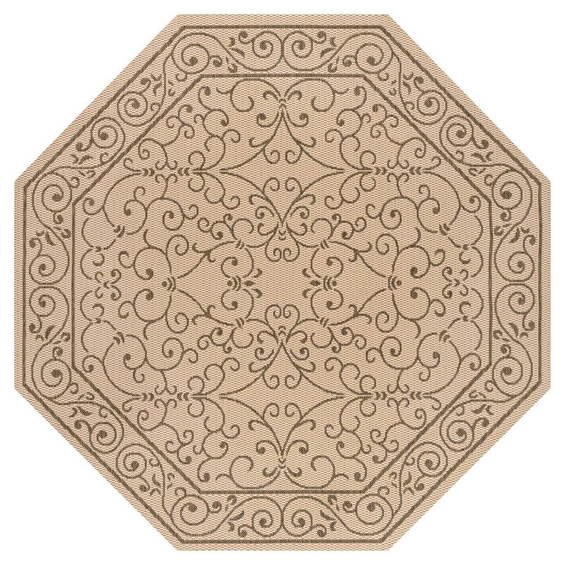 Charleston Vintage Filigree Textured Weave Octagon Indoor/Outdoor Area Rug