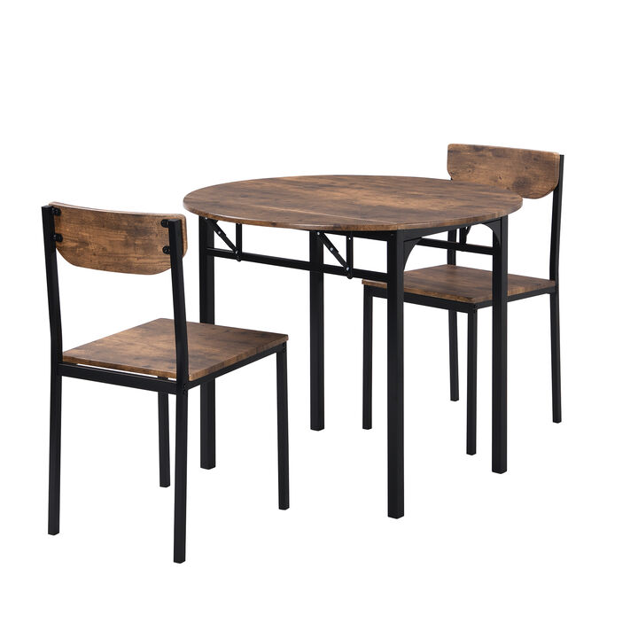 Jarnri Modern 3‑Piece Drop‑Leaf Round Dining Set