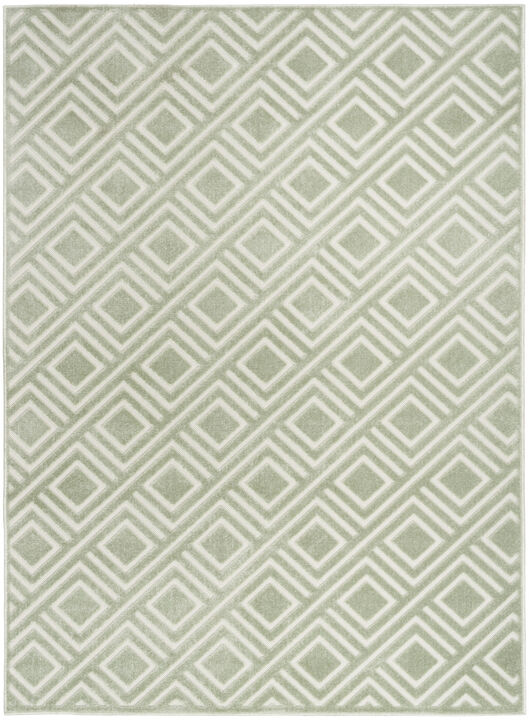 HomeRoots 7' X 9' Green Geometric Area Rug