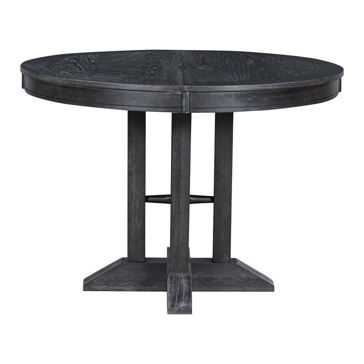 Merax Farmhouse Dining Table Extendable Round Table for Kitchen