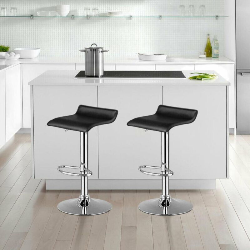 Hivvago Set of 2 Adjustable PU Leather Backless Bar Stools