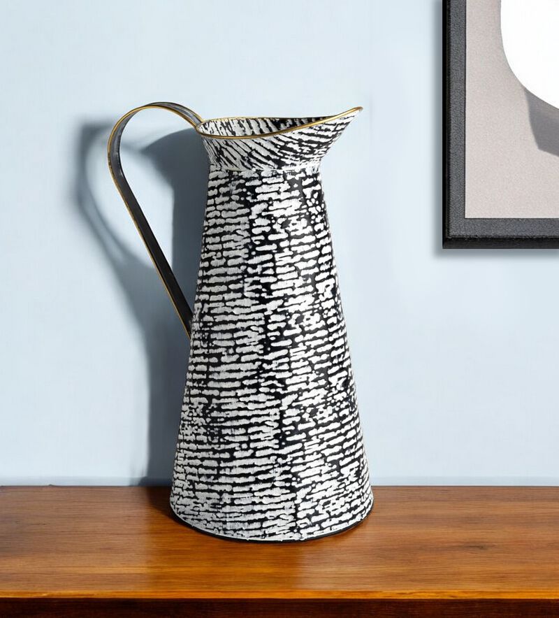 Contemporary Abstract Metal Cylinder Jug Vase for Table or Console Decor