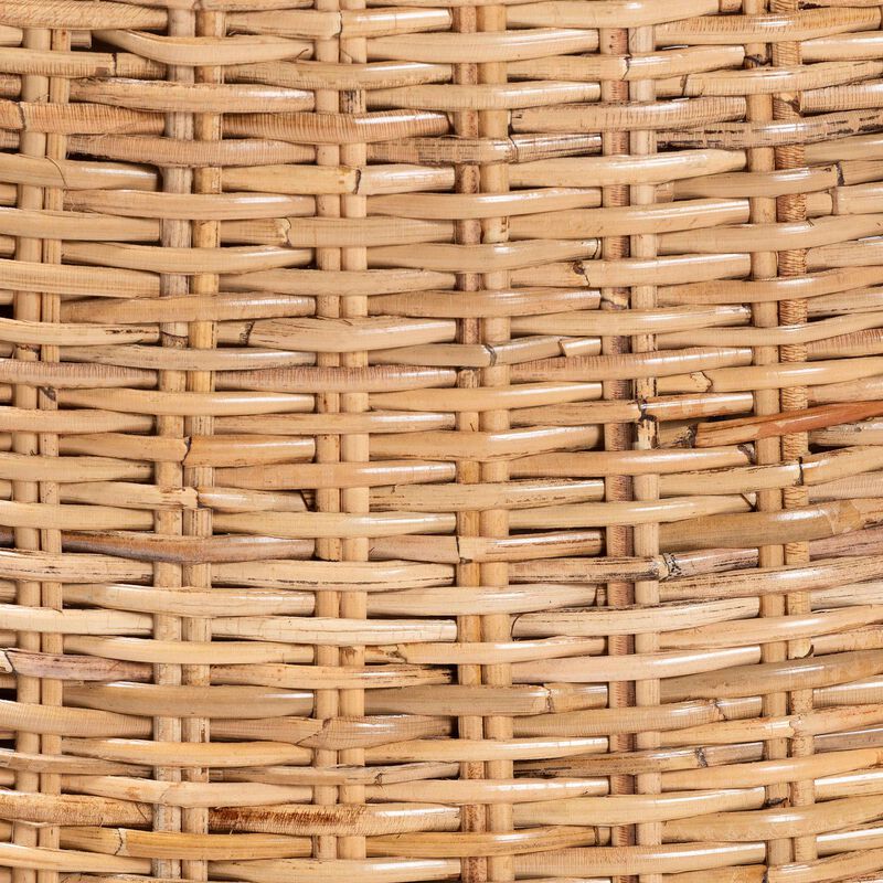 bali & pari Rowen Bohemian Light Honey Kubu Rattan and Mahogany Wood Dining Chair