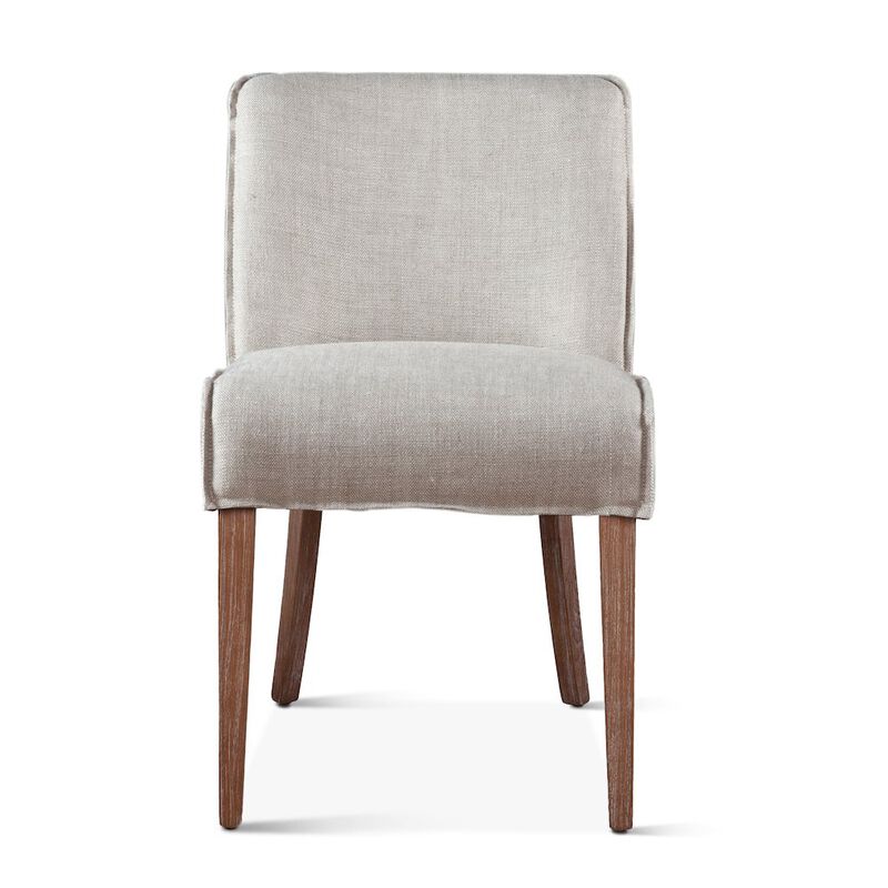 World Interiors Avery Dining Chair in Off-White Linen with Natural Legs