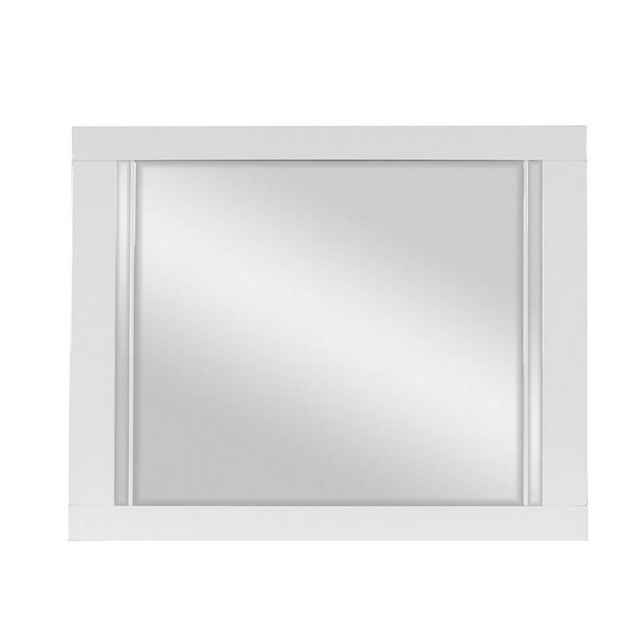 Yoza 38 x 47 Dresser Mirror, Modern, High Gloss White Laminate Finish