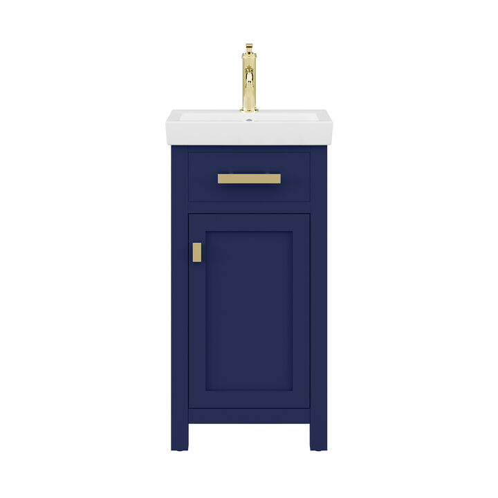 Mia 18 In. Integrated Ceramic Sink Top Bath Vanity in Monarch Blue