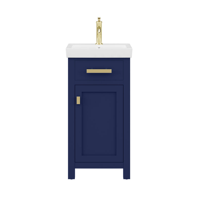 Mia 18 In. Integrated Ceramic Sink Top Bath Vanity in Monarch Blue