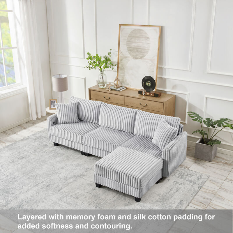 Dwedef L‑Shaped Corduroy Sectional Sofa image number 3