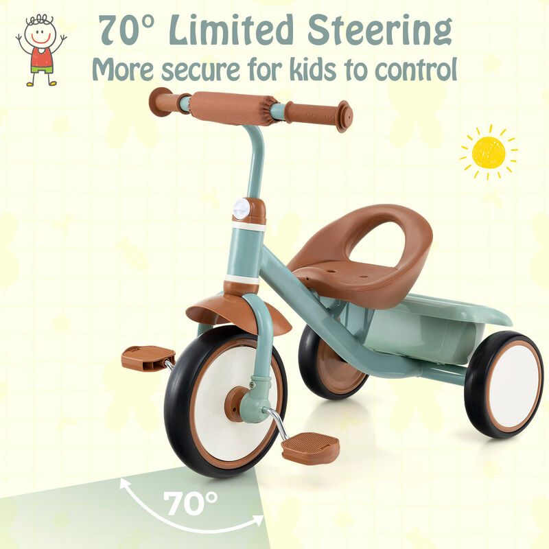 Toddler 3-Wheel Tricycle with Adjustable Seat and Storage Basket for Kids image number 6