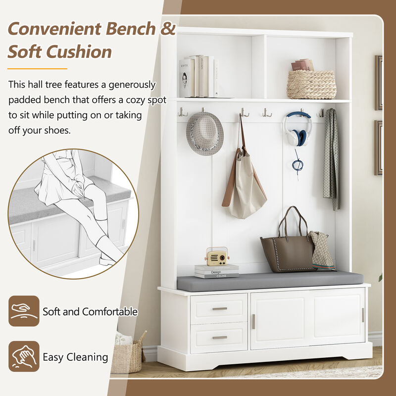 Merax Versatile Coat Rack Hall Tree with Sliding Doors