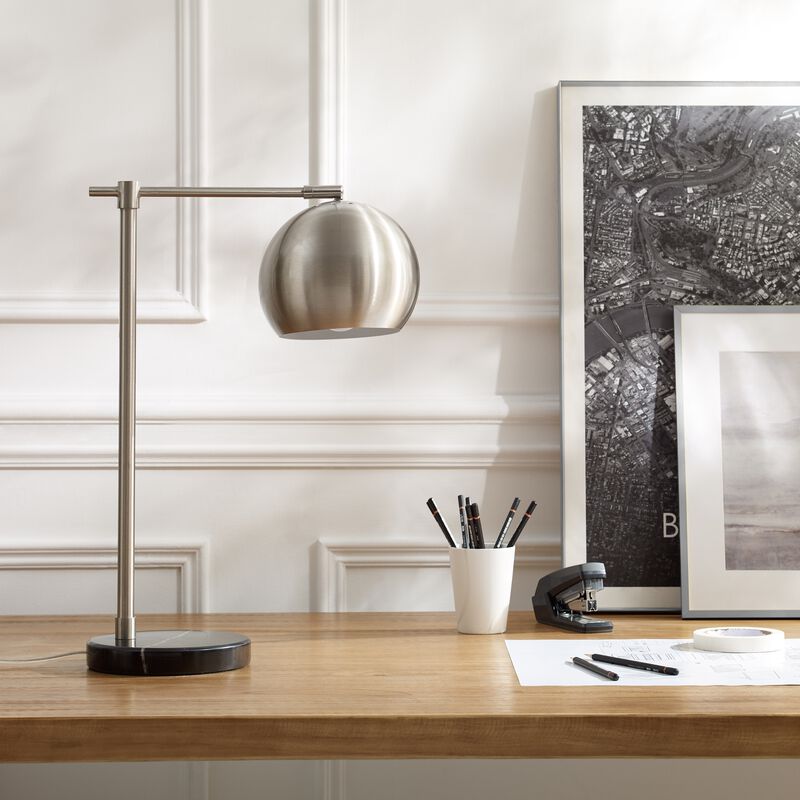 Inspired Home Makiya Table Lamp 5ft Power Cord, Marble Stone Base