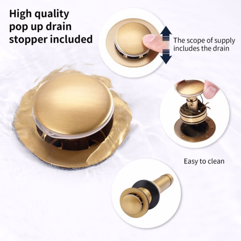 Centerset Bathroom Faucet, Brushed Gold Vanity Sink Faucet with Pop-Up Drain & Hoses image number 5
