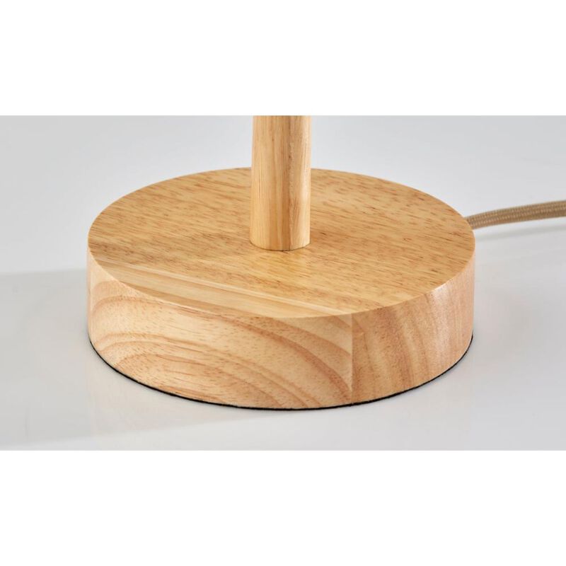 Hivvago 28" Natural Solid Wood Round Table Lamp With Beige Drum Shade