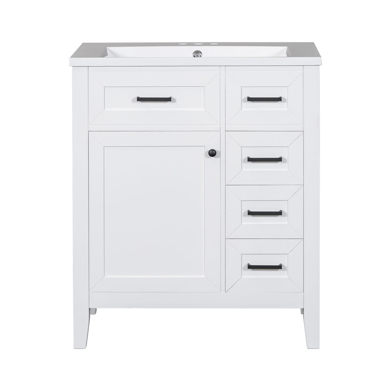 Merax Bathroom Vanity with Sink Combo, White Bathroom Cabinet with Drawers