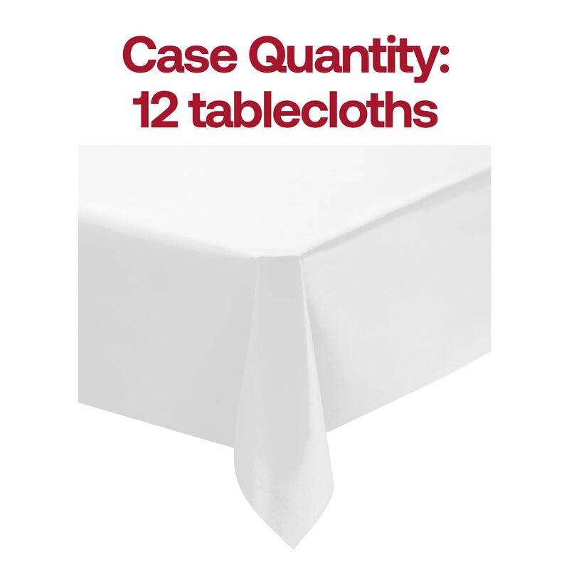 50" x 108" White Rectangular Linen-Like Tablecloths (12 Tablecloth) image number 3