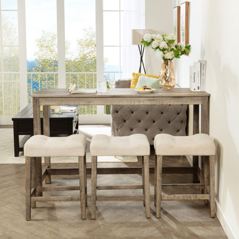 Kepfuf 4‑Piece Farmhouse Bar Table Set image number 2