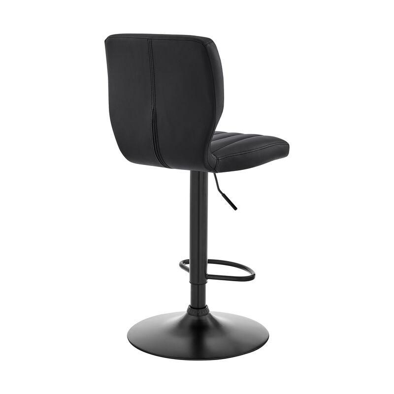 Bardot Adjustable Height Black Faux Leather Swivel Stool