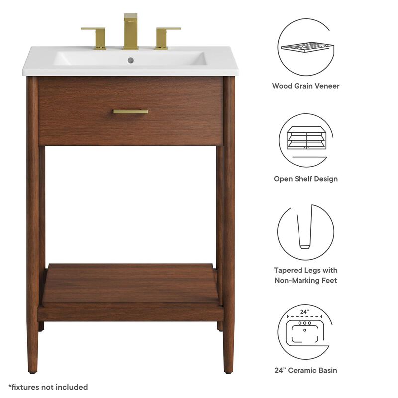 Modway EEI-6660-WAL-WHI Zaire 24" Bathroom Vanity, Walnut White image number 3