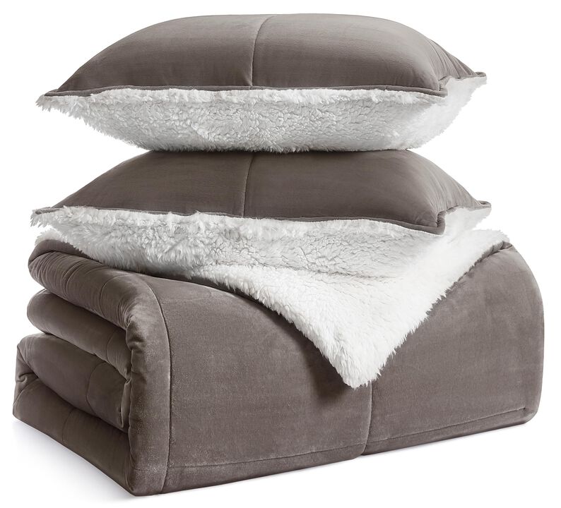 UGG 00435 Blissful King Comforter Set Reversible Soft Microfiber 3 Pieces Comforter and Pillowcases Machine Washable Soft Cozy B