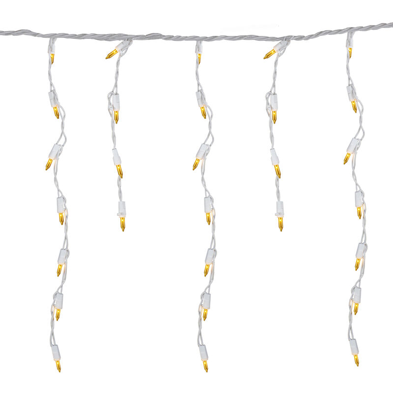 100 Count Opaque Gold Mini Icicle Christmas Lights - 3.5 ft White Wire image number 1