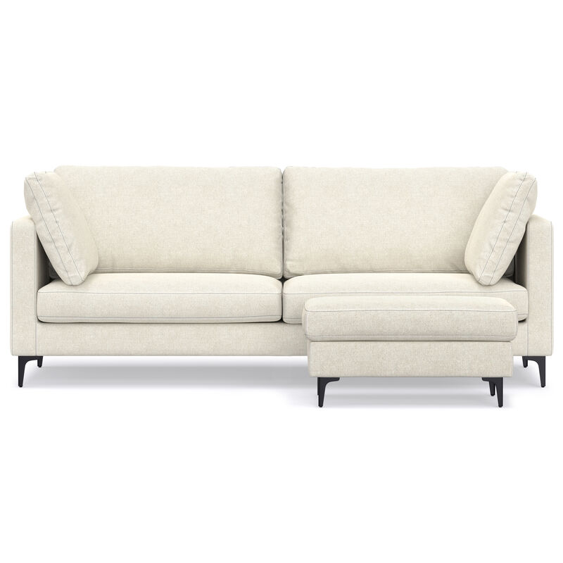 Ava 90 inch Mid Century Sofa with Ottoman Set image number 3