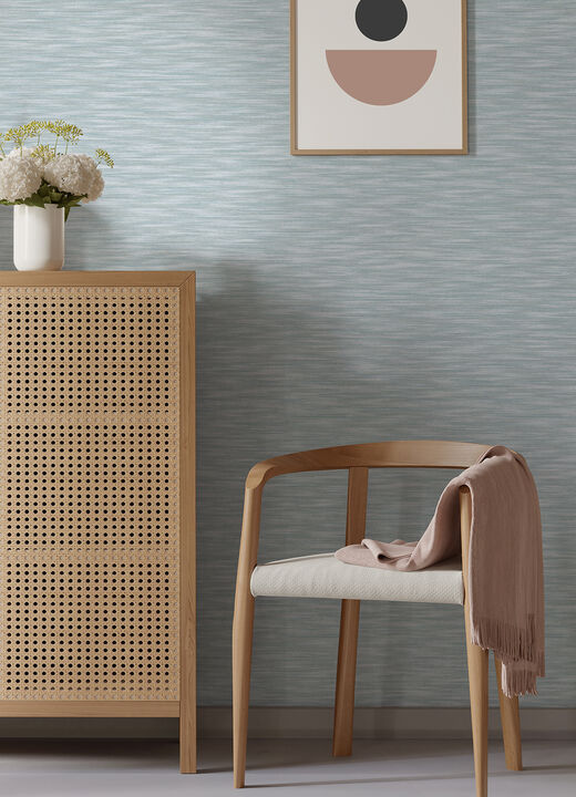 Benson Light Blue Faux Fabric Wallpaper