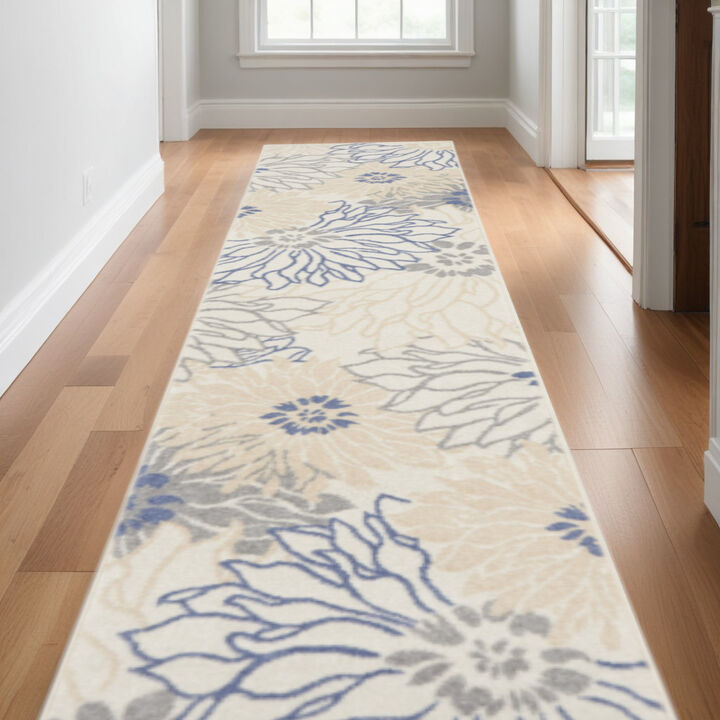 HomeRoots Floral Distressed Runner Rug