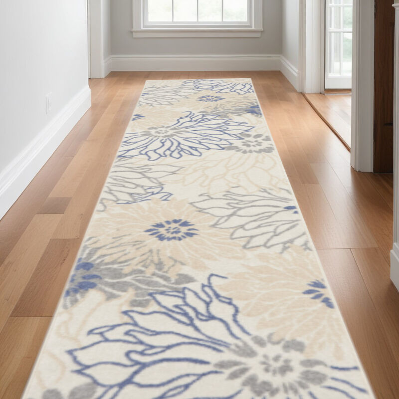 HomeRoots Floral Distressed Runner Rug image number 1
