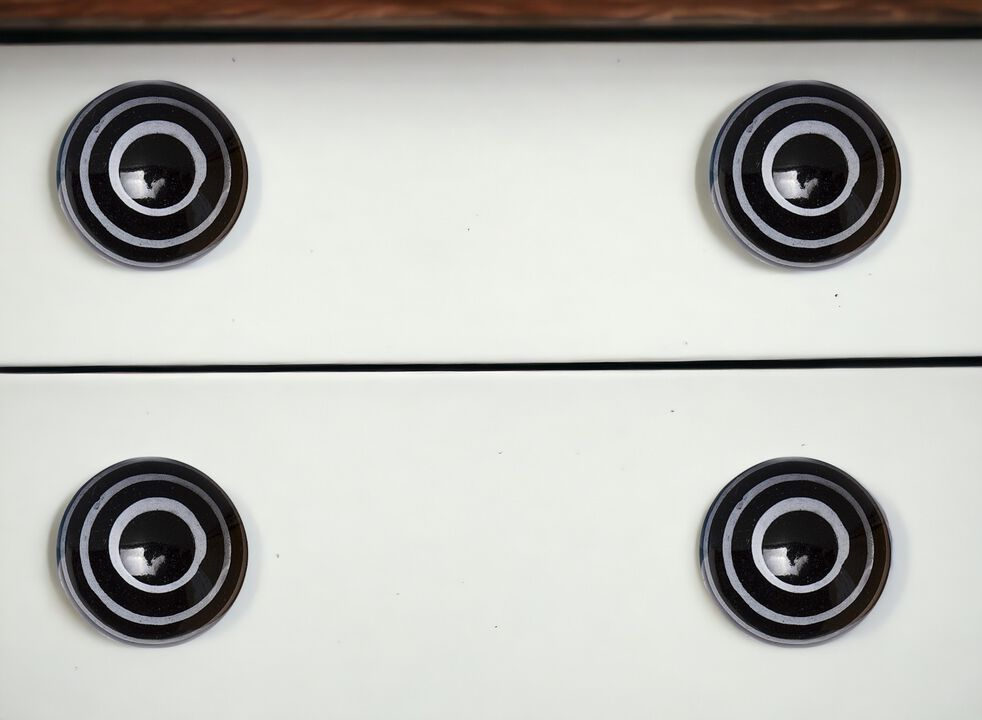 HomeRoots Set of Eight Black And Gray Ceramic And Metal Drawer Pull Knobs
