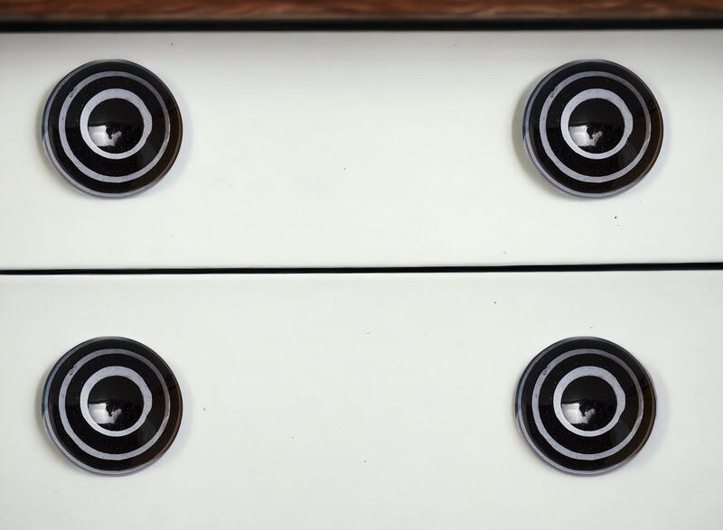 HomeRoots Set of Eight Black And Gray Ceramic And Metal Drawer Pull Knobs image number 1