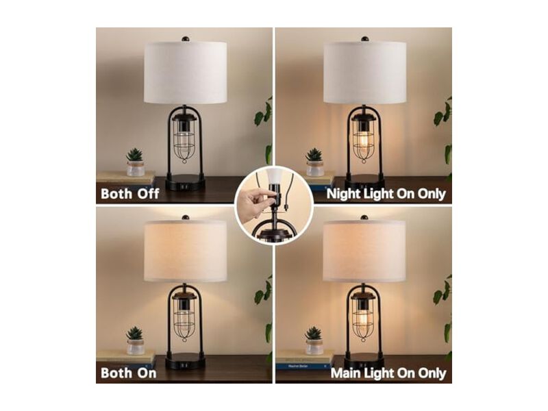 Farmhouse Nightstand Lamps Set Of 2 For Living Room Bedroom Nightstand image number 2