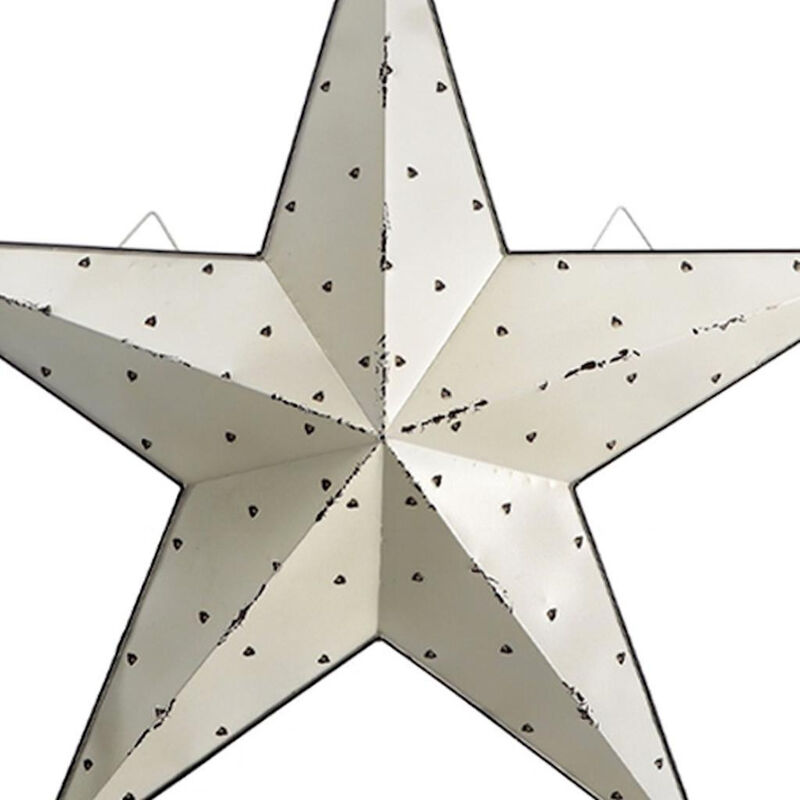 HomeRoots 35" X 37" White Galvanized Metal Star Hanging Wall Decor image number 3