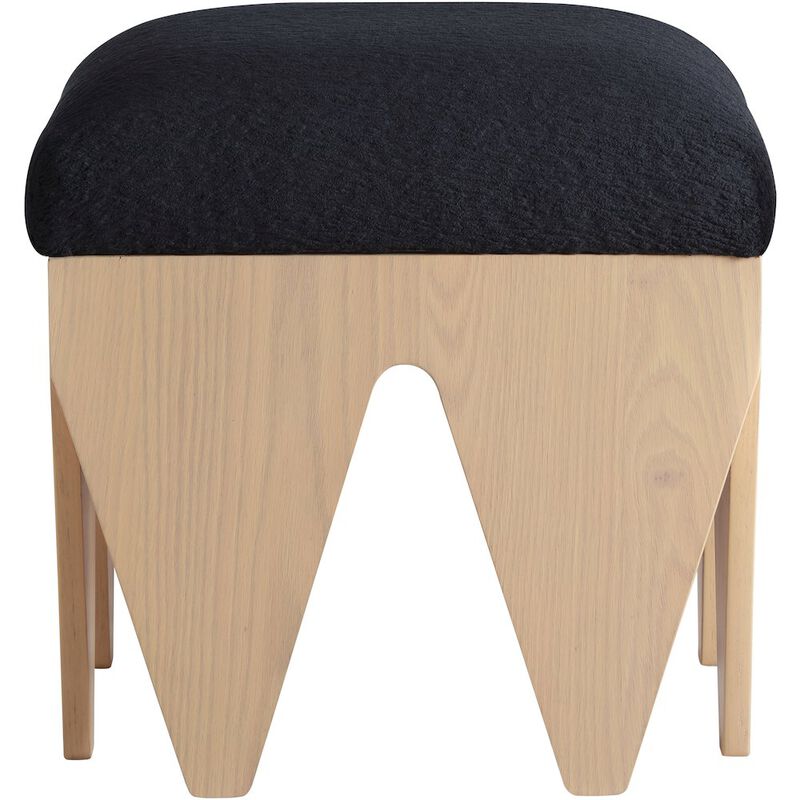 Meridian Furniture Altair Black Velour Fur Fabric Bench