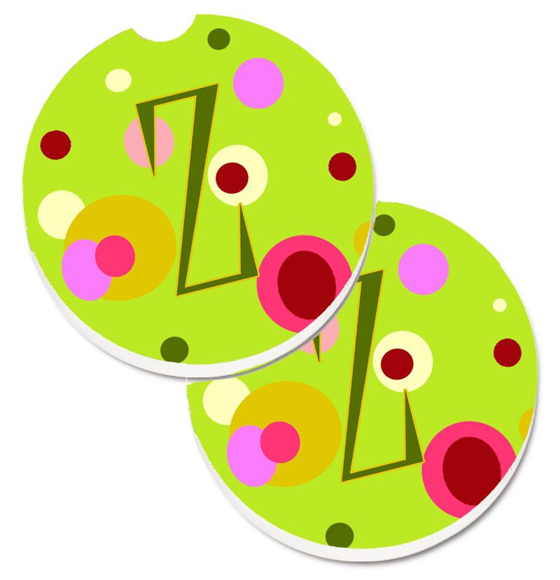 Caroline's Treasures Letter Z Monogram - Lime green Set of 2 Cup Holder Car Coasters CJ1010-ZCARC, 2.56, Multicolor