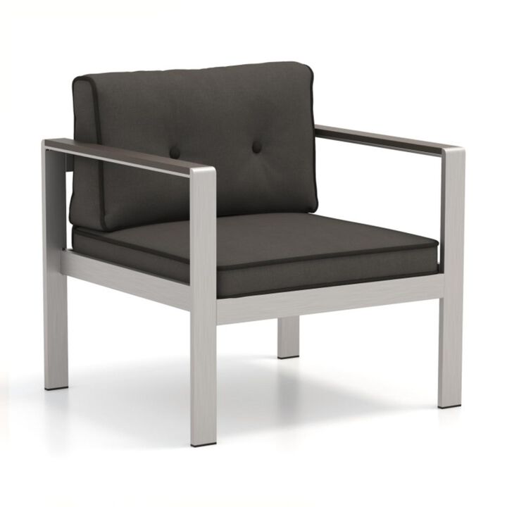 Hivvago Contemporary Sofa Chair with WPC Armrests and Back Cushions-Gray