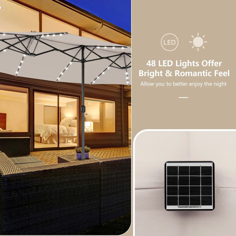 Mondawe 15 Feet Double-Sided Patio Umbrella with 48 LED Lights image number 6