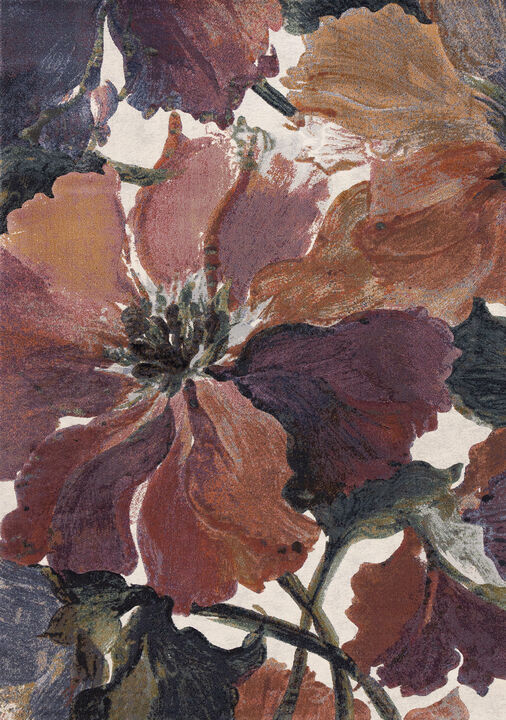 HomeRoots Botanical Leaves Area Rug