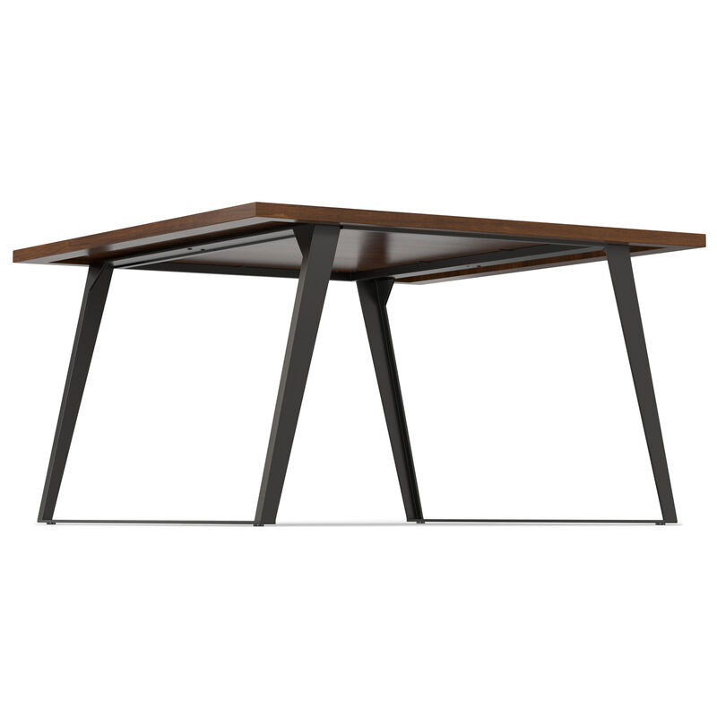 Lowry 54 inch x 54 inch Square Modern Industrial Square Dining Table in Walnut Veneer