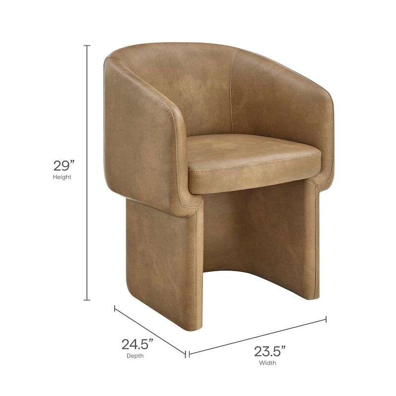 Modway Verity Vegan Leather Dining Chair with Rounded Back in Espresso &ndash; Upholstered Barrel Accent Chair with Armrests for Kitchen, Office, or Living Room image number 2