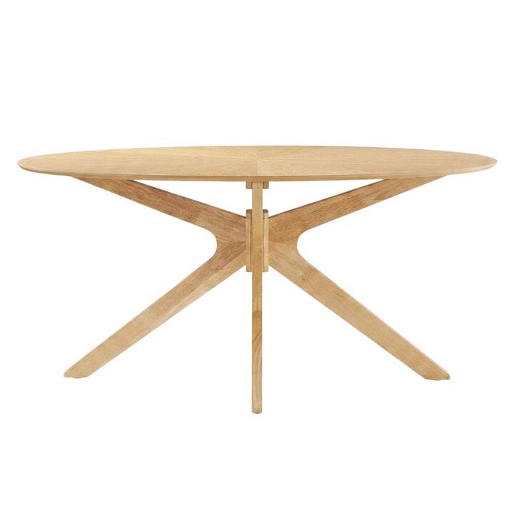 Oak Oval Wood Dining Table, Modern Style, Seats 6, Wood Dining