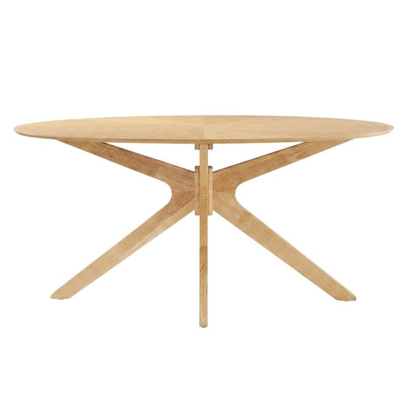 Oak Oval Wood Dining Table, Modern Style, Seats 6, Wood Dining image number 1