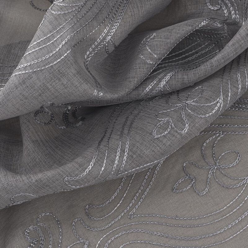 RT Designers Collection Pearl Emb Metallic Doily Rod Pocket Room Darkening Window Curtain Panel for Bedroom 54" x 95" Charcoal