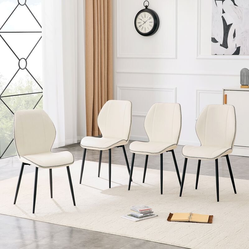 Whisen 4-Pack PU Leather Dining Chairs with Adjustable Feet, Metal Frame, Light Luxury Upholstered Chairs for Dining Room, Office, Study image number 3