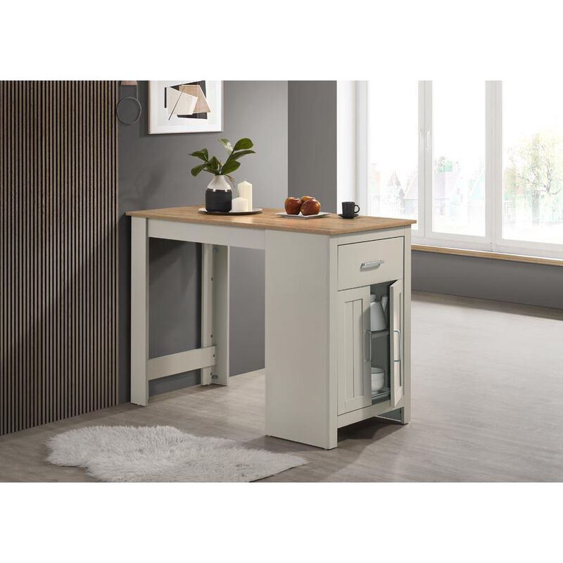 Alonzo Light Gray Small Space Counter Height Dining Table with Cabinet and Drawer Storage