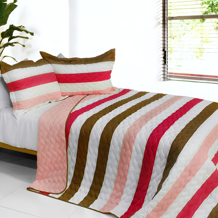 3-Piece Vermicelli Quilted Patchwork Quilt Set Soft Bedding
