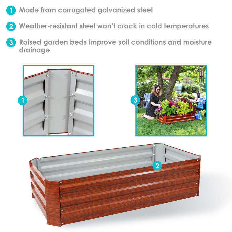 Sunnydaze Galvanized Steel Rectangle Raised Garden Bed