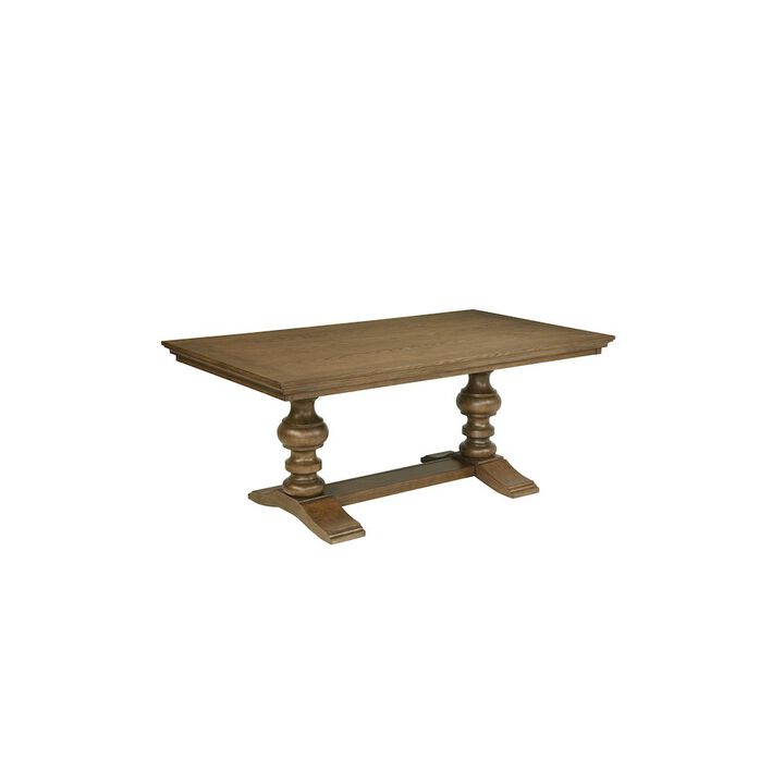 Best Quality Furniture Traditional 72 Wood Dining Table In Brown Oak Veneer Color