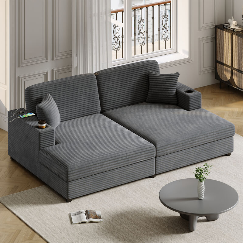 Merax Oversized Loveseat Chaise Lounge Sectional Sofa